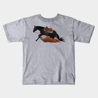 Black Reining Horse - Equine Rampaige Kids T-Shirt